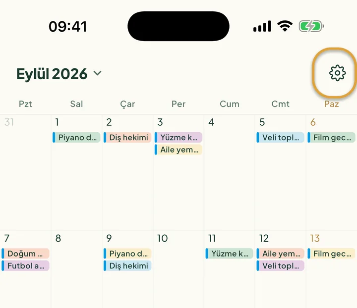 Takvim ayarlarındaki Telefon takvimleri bölümü